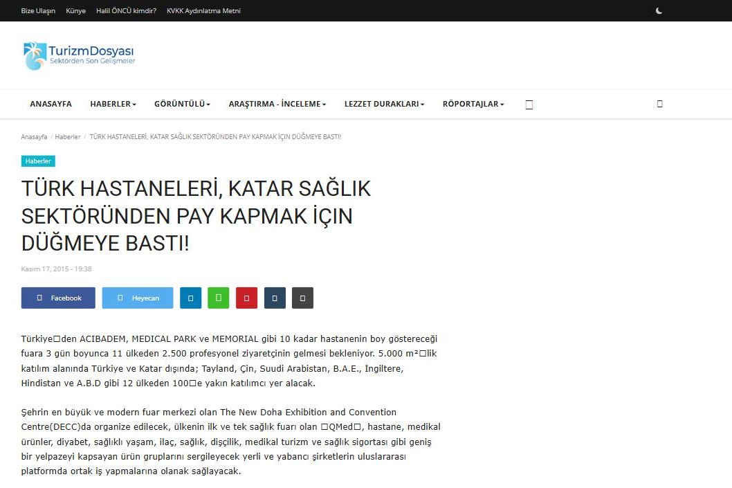 Türk Hastaneleri, Katar Sağlık Sektöründen Pay Kapmak İçin Düğmeye Bastı!