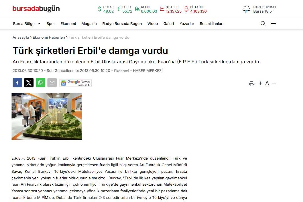 Türk şirketleri Erbil’e damga vurdu